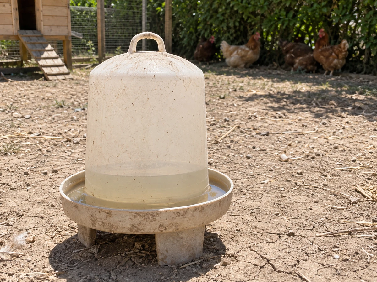 L'abreuvoir en plein soleil, eau tiède ou vide l'après-midi : photo d’identification