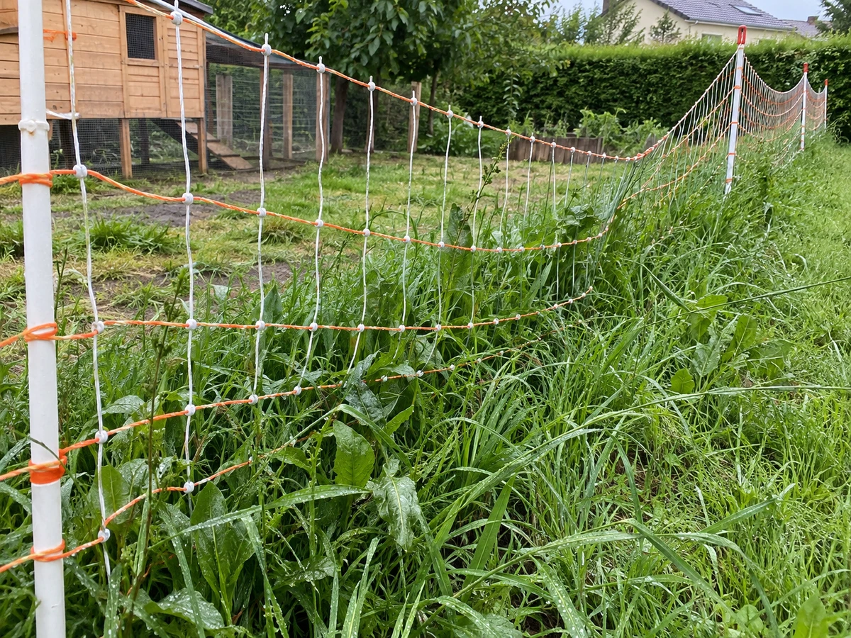L'herbe a poussé contre le bas du filet électrifié : photo d’identification
