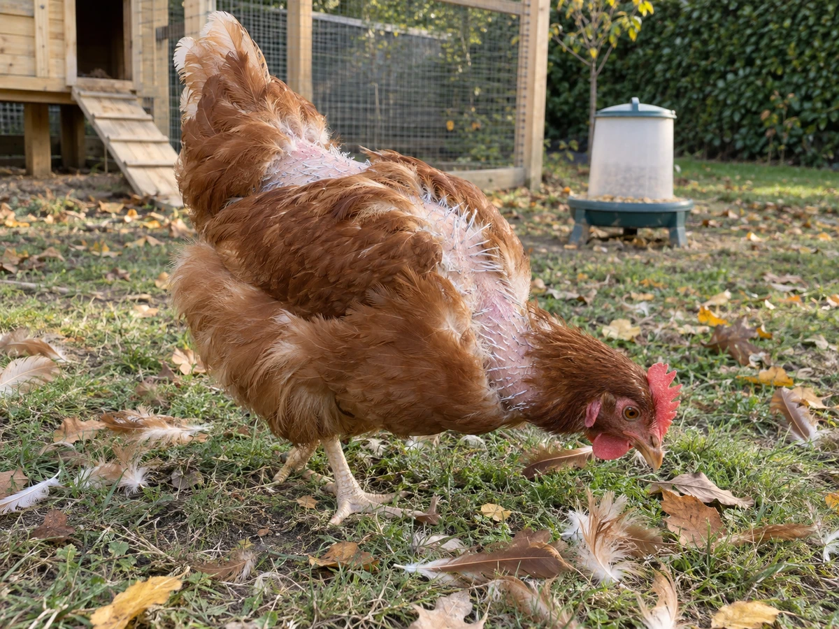 Cou déplumé, petits tuyaux blancs, plumes partout à l'automne : photo d’identification