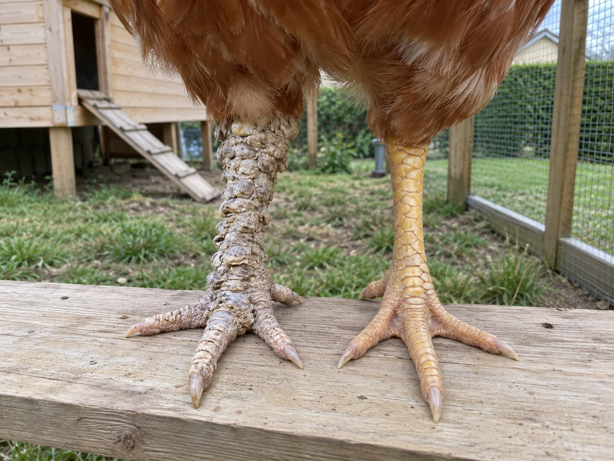 Écailles des pattes soulevées, aspect boursouflé : photo d’identification