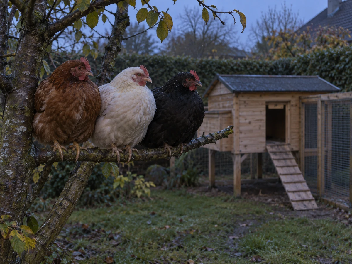 Les poules refusent de rentrer et dorment perchées dehors : photo d’identification