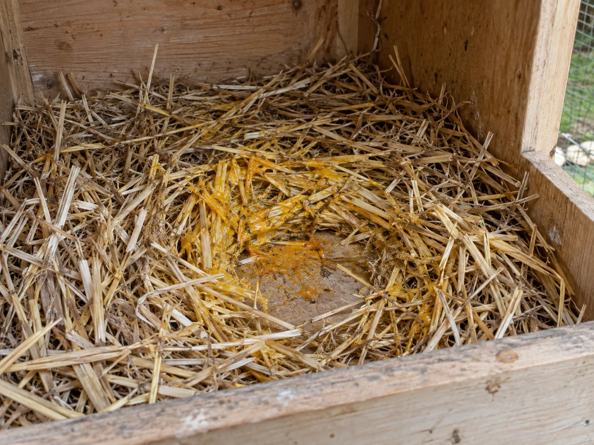 Des traces de jaune dans le pondoir, sans coquille retrouvée : photo d’identification
